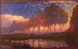 Row of eleven poplars in red, yellow, blue and green 1908