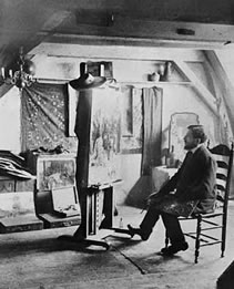 Interior atelier remebrandtplein with mondrian, 1905 early 1906. Photo: Haags Gemeentemuseum, '5-Gravenhage.