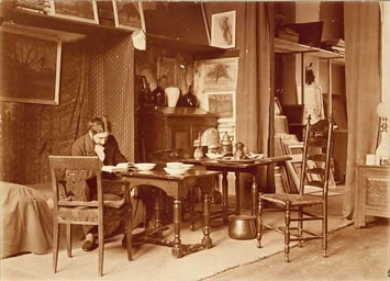 Interior of the sarphatipark no. 42 residence-atelier 1908. Photograph by R. Drektraan, collection of P. Huff.