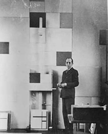 Mondrian in his studio at 26 ave du depart. Photograph by charles karsten. August, 1931
