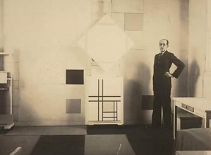Mondrian in his studio at 26 ave du depart. Photograph by charles karsten. October, 1933