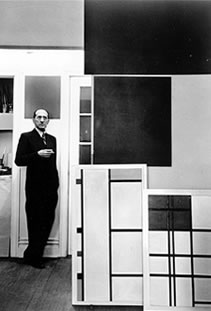 Mondrian in his studio, East 52nd St. 1942 Photo by Arnold Newman