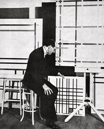 Mondrian in his New York studio at 353 East 52nd Street, Photograph by Emery Muscetra, Commissioned by Sidney Janis October. 1941